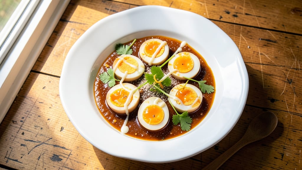 Vietnamese Caramel Egg Recipe: Crispy Celery Crowns Over Silky Coconut Curd