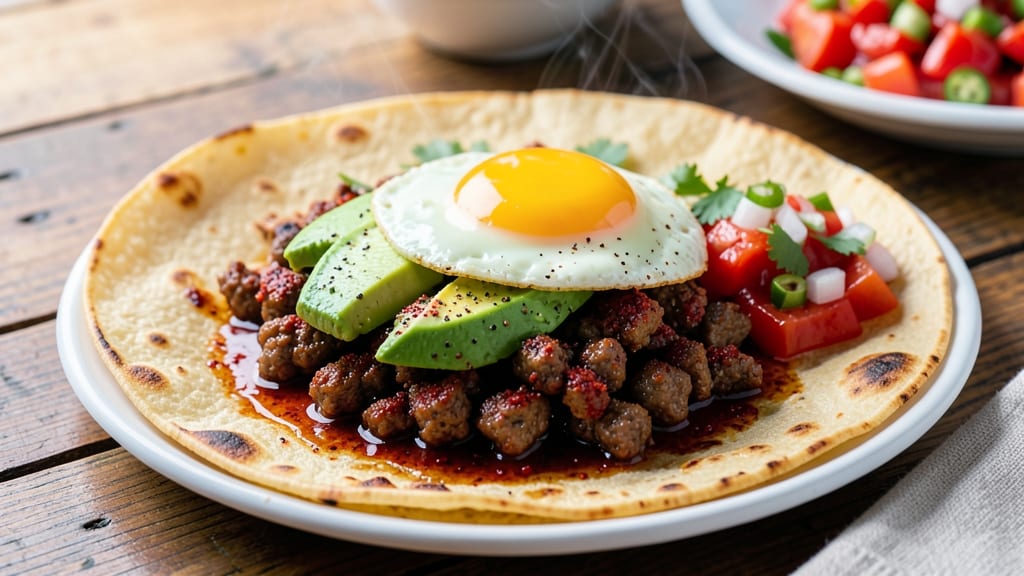 Taco Meat and Eggs Recipe: Spicy Breakfast Scramble With Crunchy Tortilla Bites