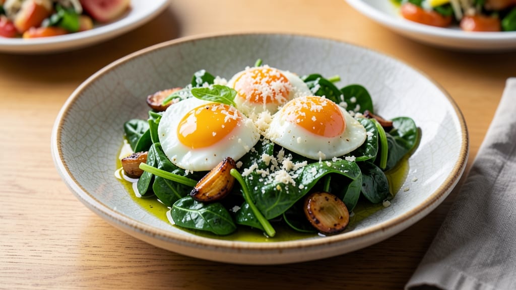 Three Egg Spinach Recipe: Crispy Edges, Poached Yolk Magic