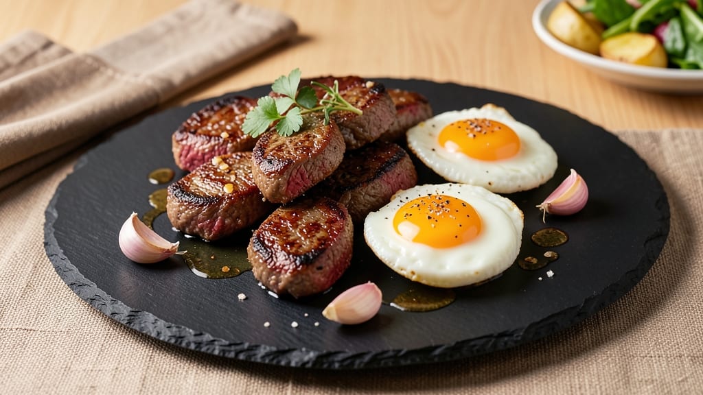 Steak Tips and Eggs Recipe: Pan-Seared Protein With Runny Yolk Magic