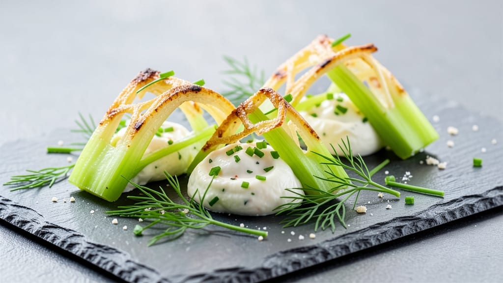 Three Bridges Egg White Bites Recipe: Crispy Celery Crowns Over Creamy Herb Clouds