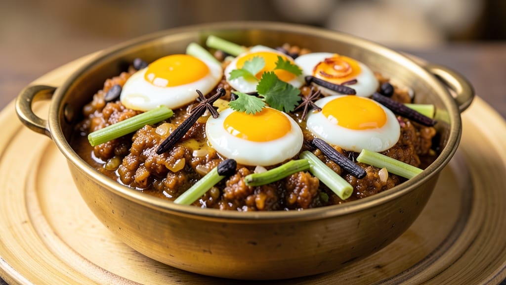 Surti Egg Keema Recipe: Spiced Yolk Magic With Crispy Celery Crowns