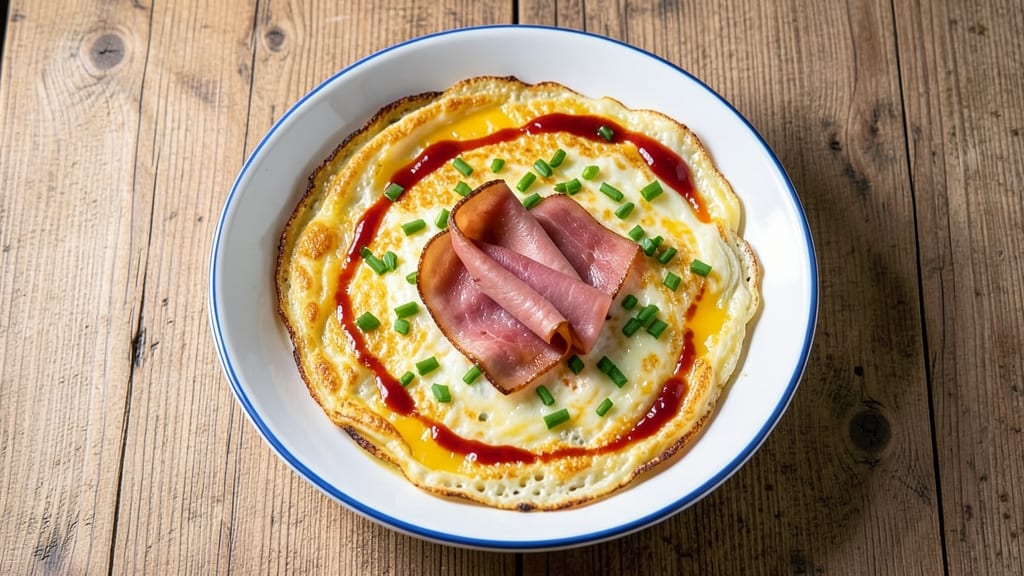 3 Egg Ham and Cheese Omelette Recipe: Fluffy Layers with Runny Yolk Magic