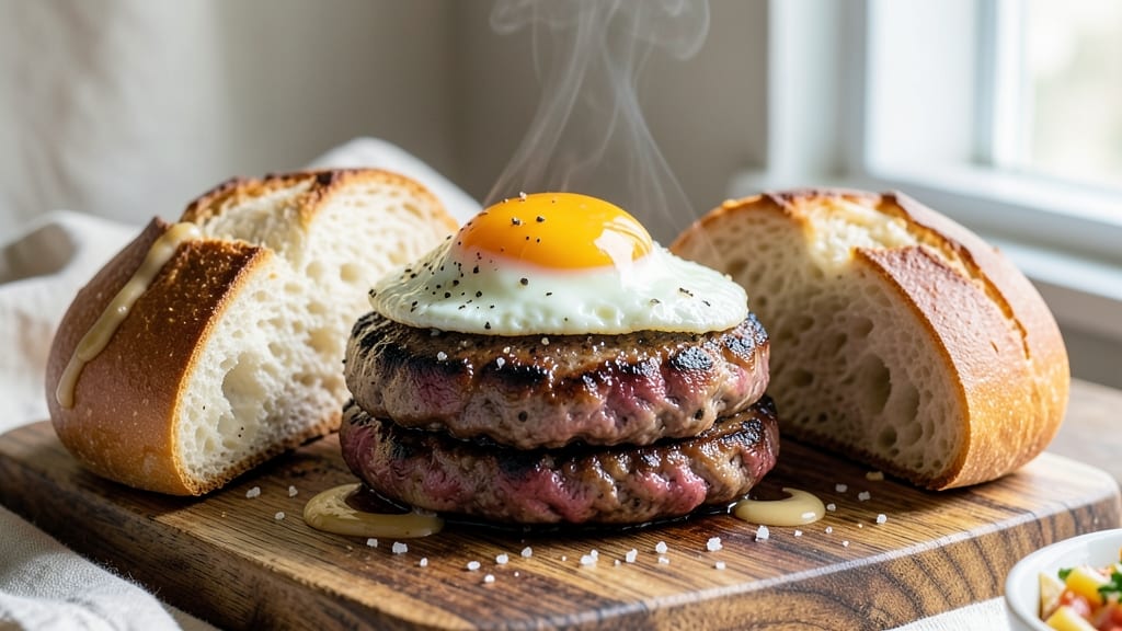 Venison Burger Recipe with Egg: Savory Gamey Bites with Runny Yolk Magic
