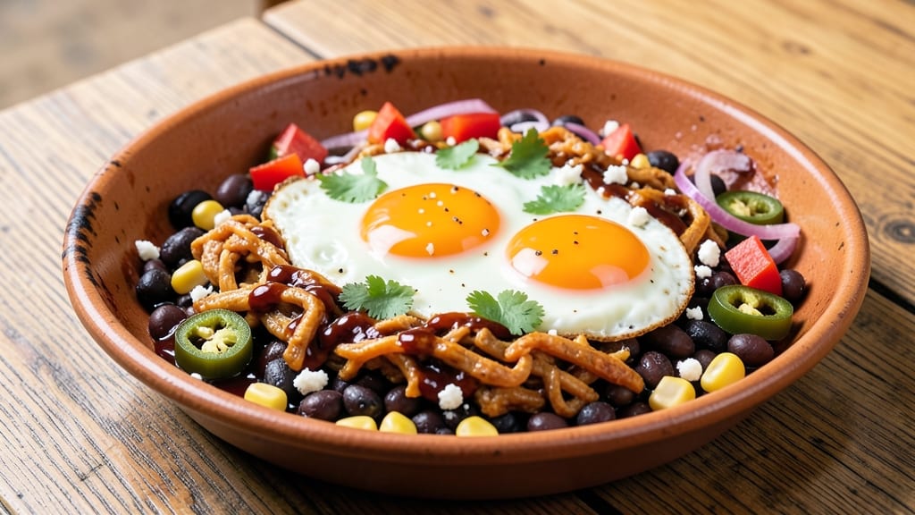 Southwestern Eggs Recipe: Spicy Black Bean and Corn Breakfast Bowl
