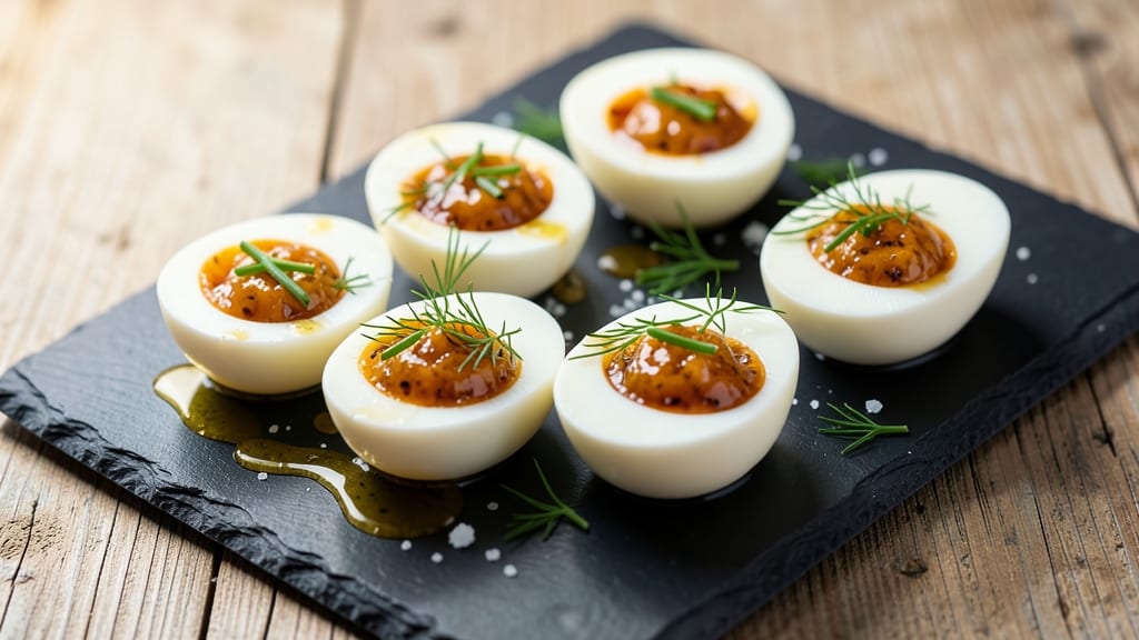 Vegetarian Deviled Eggs Recipe: Crispy Celery Crowns Over Silky Herb Filling