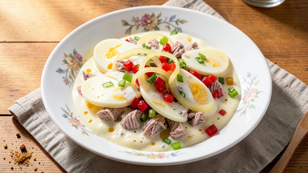 Tuna Salad Recipe With Egg and Relish and Mayonnaise: Crunchy Celery Crowns Over Creamy Yolk Magic