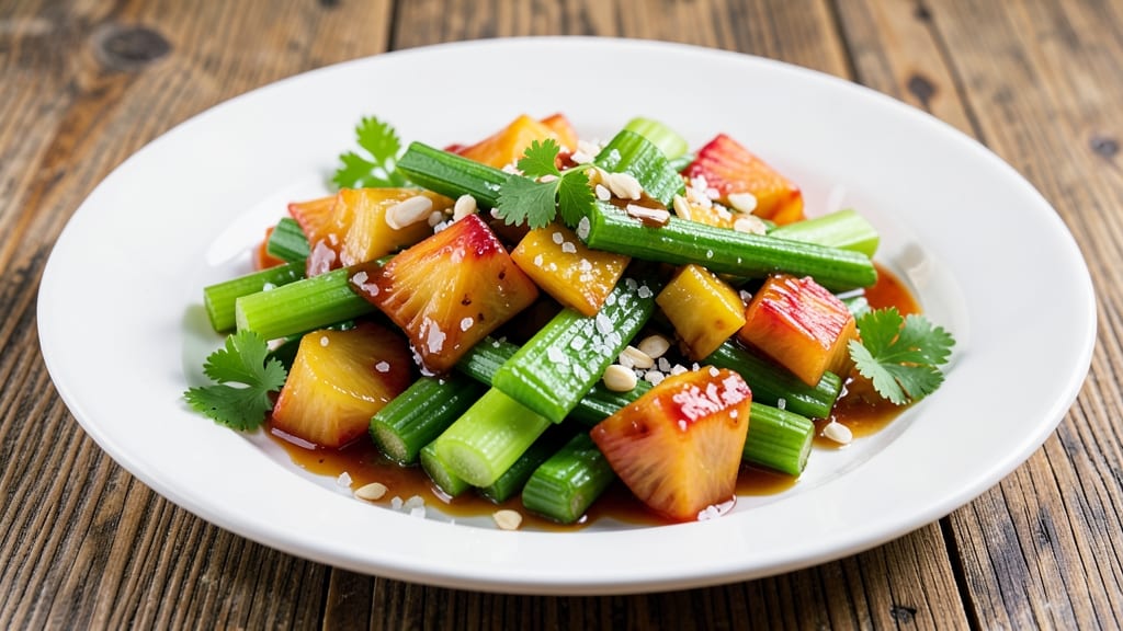 Sweet and Sour Veggies Recipe: Crunchy Celery Crowns in Tangy Glaze