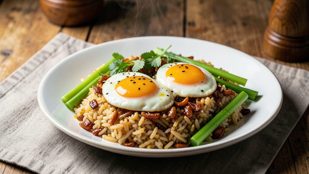 Street Style Egg Rice Recipe: Crispy Celery Crowns Over Silky Yolk Magic