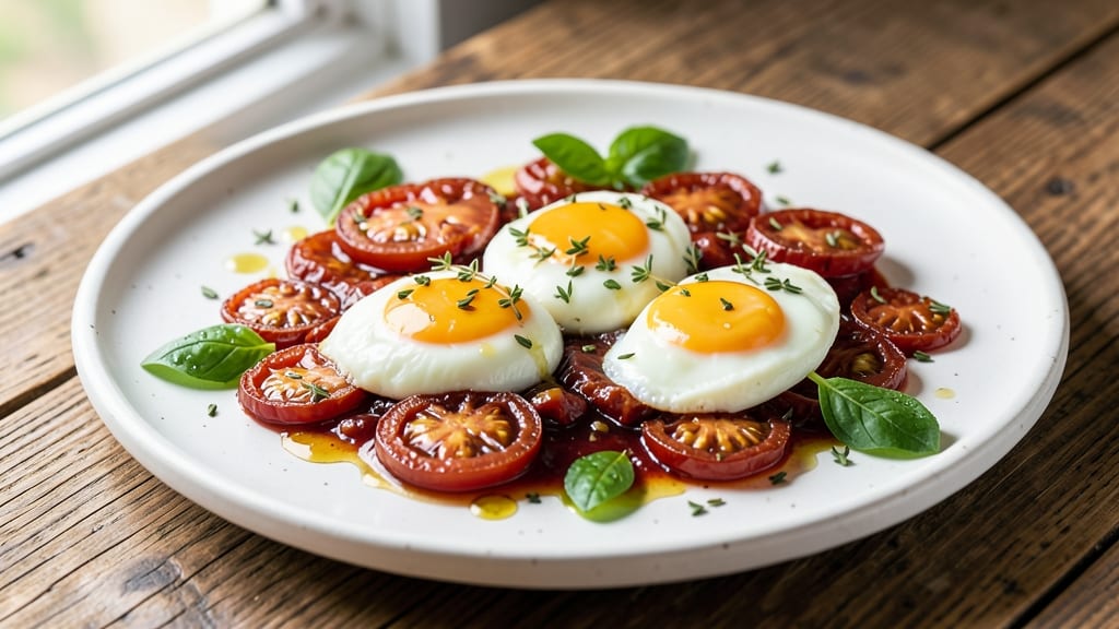 Sliced Tomatoes and Eggs Recipe: Sun-Dried Tomato and Herb Yolk Magic