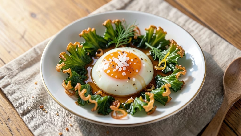 Water Glassed Eggs Recipe: Silky Poached Eggs With Crispy Celery Crowns