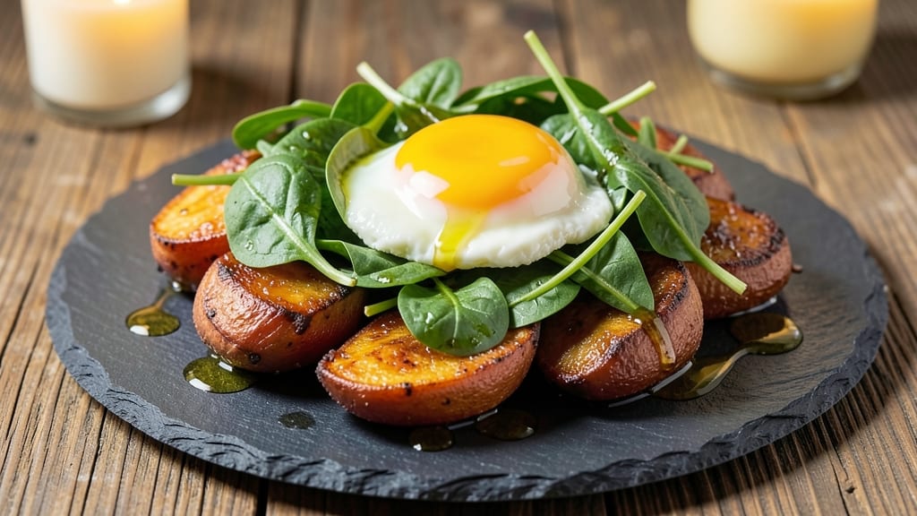 Sweet Potato Spinach Egg Recipe: Crispy Topped Protein-Packed Breakfast Bowl