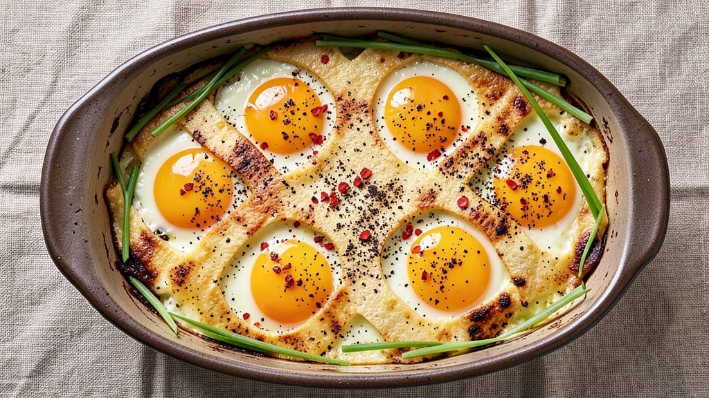 Spicy Baked Eggs Recipe: Crispy Top Edges and Runny Yolk Magic