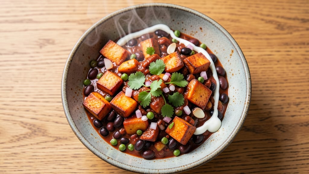 Sweet Potato Veggie Chili Recipe: Spiced Roasted Sweet Potatoes and Hearty Bean Blend