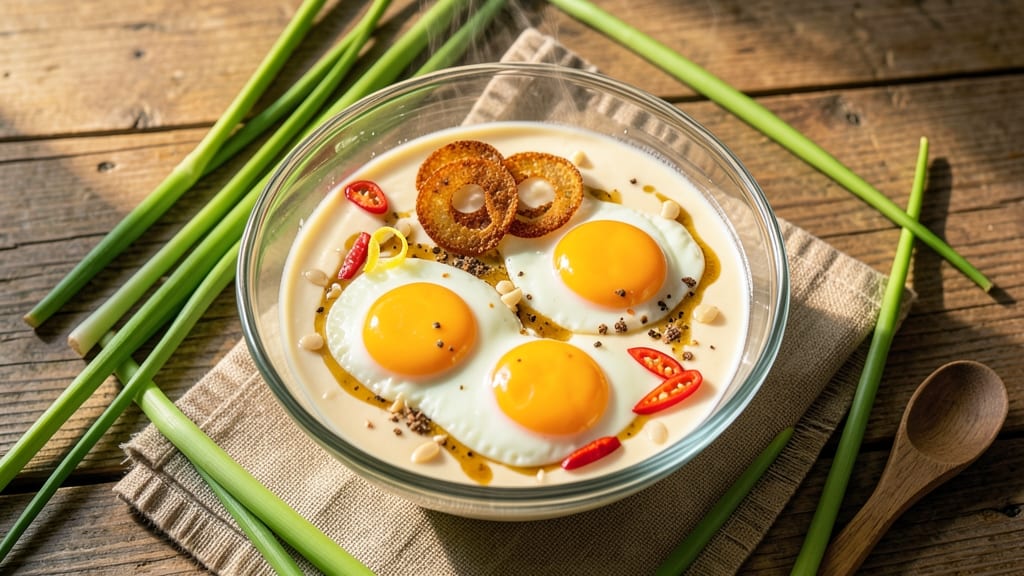 Thai Steamed Egg Recipe: Silky Coconut Curd With Crispy Celery Crowns