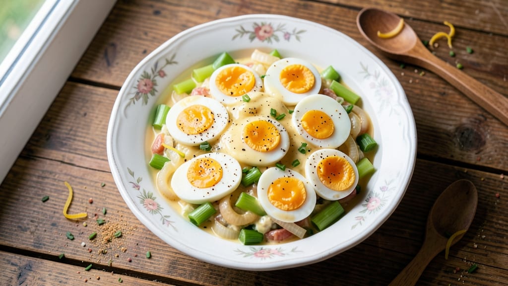 Southern Style Egg Salad Recipe: Crispy Celery and Herby Yolk Magic